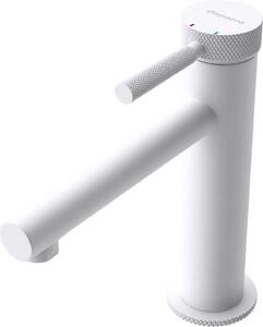 Doporro Rubinetto Monocomando per Lavabo Bagno a Cascata, Miscelatore Regolabile con Acqua Calda e Fredda in Ottone Bianco Opaco H 18 cm WAO-7601