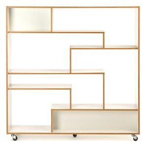 Libreria bianca con bordo in legno 140x143 cm Southbury - Woodman