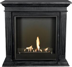 Caminetto a etanolo Xaralyn - Cadiz BIU-SBU - pietra naturale nera - riscaldamento a 3 kW - caminetto da incasso incluso - caminetto decorativo