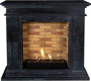 Caminetto a etanolo Xaralyn - Kos BST-SBU - pietra naturale nera - riscaldamento a 3 kW - caminetto da incasso incluso - caminetto decorativo