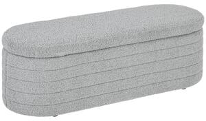 HOMCOM Panca Fondo Letto in Tessuto Teddy con Vano Contenitore, 116x41x40.5cm, Grigio Chiaro