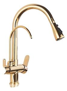 Rubinetto da cucina, design estraibile, rubinetto con filtro per l'acqua, oro A