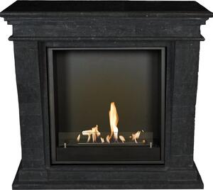 Caminetto a etanolo Xaralyn - Kreta-Mini BIU-SBU - pietra naturale nera - riscaldamento a 3 kW - caminetto da incasso incluso - caminetto decorativo