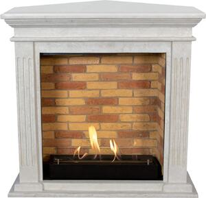 Caminetto a etanolo Xaralyn - Cadiz-Corner BST - pietra naturale bianca - riscaldamento a 3 kW - caminetto da incasso incluso - caminetto decorativo - caminetto ad angolo