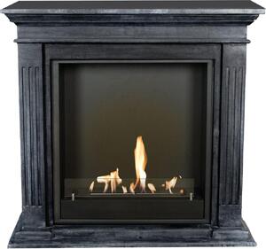 Caminetto a etanolo Xaralyn - Cadiz BIU-SBP - pietra naturale lucidata nera - riscaldamento a 3 kW - caminetto da incasso incluso - caminetto decorativo