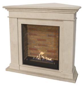 Caminetto a etanolo Xaralyn - Kos-Corner BST - pietra naturale bianca - riscaldamento a 3 kW - caminetto da incasso incluso - caminetto decorativo - caminetto ad angolo