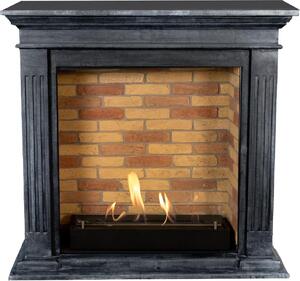 Caminetto a etanolo Xaralyn - Cadiz BST-SBP - pietra naturale nera levigata - riscaldamento a 3 kW - caminetto da incasso incluso - caminetto decorativo