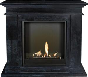 Caminetto a etanolo Xaralyn - Kos BIU-SBU - pietra naturale nera - riscaldamento a 3 kW - caminetto da incasso incluso - caminetto decorativo