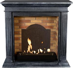 Caminetto a etanolo Xaralyn - Cadiz BME-SBP - pietra naturale nera levigata - riscaldamento a 3 kW - caminetto da incasso incluso - caminetto decorativo