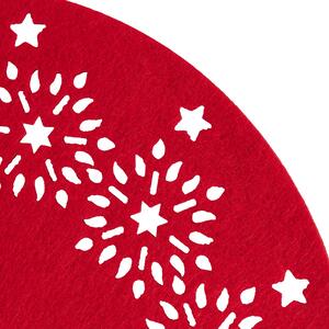 Tovaglietta tonda 32 cm sottopiatto natalizio in feltro rosso con decorazione intagliata XMas - Fiocco di neve