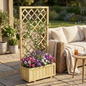 Fioriera da giardino in legno di pino impregnato con griglia