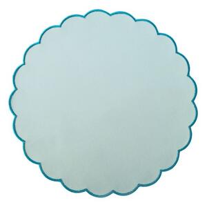 Set 4 tovagliette in cotone azzurro forma tonda sagomata cm 38