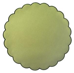 Set 4 tovagliette in cotone verde forma tonda sagomata cm 38
