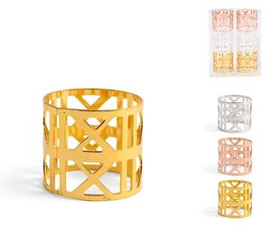 Set 6 legatovaglioli in metallo decoro forato nei colori oro silver rame