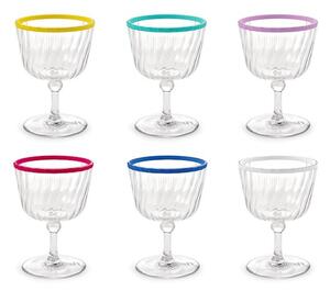 Set 12 calici assortiti in acrilico trasparente bordo colorato cl 25