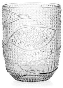 Set 6 bicchieri Atlantico in vetro trasparente decoro pesci cl 40