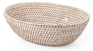 Cestino ovale in rattan sbiancato cm 26x7,5h