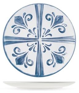 Set 6 piatti frutta Azulejo in melamina bianca decorata azzurro cm 23