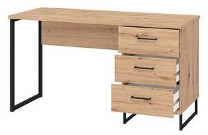 DODO - scrivania moderna con 3 cassetti colore rovere
