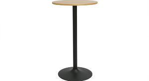 Tavolo alto design rotondo in legno chiaro di quercia e metallo nero D60 cm CALISTA