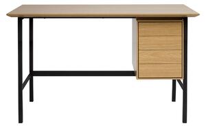 Scrivania industriale in finitura legno di quercia e metallo nero con 2 cassetti L120 cm MAXENCE