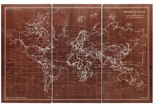 HOMCOM Quadri su Tela Trittici Mappa del Mondo Vintage con Cornice in Legno 120x60 cm Marrone | Aosom Italy