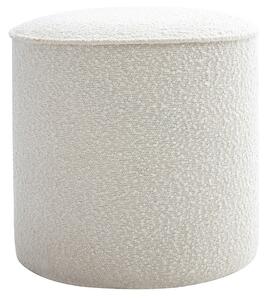 Pouf rotondo in tessuto effetto lana bouclée bianco D40 cm PAUL