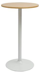 Tavolo alto design rotondo in legno chiaro di quercia e metallo bianco D60 cm CALISTA