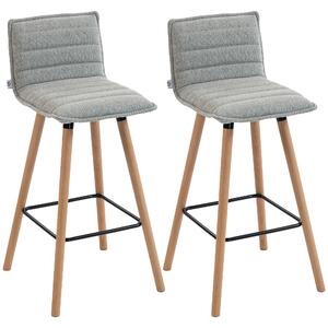 HOMCOM Set di 2 sgabelli da bar, sedie da bar, seduta imbottita, schienale e poggiapiedi, 48 x 48 x 99,5 cm, grigio | Aosom Italy