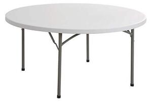 Tavolo tondo pieghevole in acciaio e plastica Ø120xH74 cm
