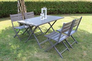 Tavolo rettangolare 130x75 cm da esterno giardino con struttura in alluminio e piano effetto doghe Oriental - DarkGrey