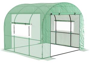 Serra a Tunnel per Orto 3x3x2 m con Porte Avvolgibili e Finestre in Acciaio e PE Anti UV Verde