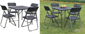 Tavolo pieghevole con sedie incluse acciaio resina set tavolo con 4 sedie antracite Garden Ecco Fatto