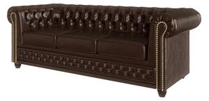 Divano letto marrone scuro in similpelle 203 cm York - Ropez