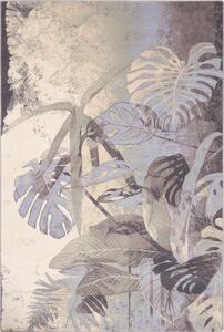 Tappeto in lana grigio crema 133x180 cm Plants - Agnella