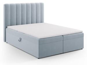 Letto boxspring azzurro con contenitore 160x200 cm Gina - Milo Casa