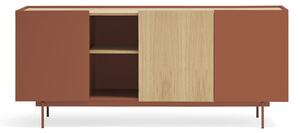 Cassettiera bassa in rovere decorato color mattone-naturale 180x78 cm Otto - Teulat