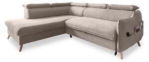 Divano letto angolare in velluto beige (angolo sinistro) Sweet Harmony - Miuform
