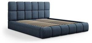 Letto matrimoniale imbottito blu scuro con contenitore a griglia 180x200 cm Bellis - Micadoni Home