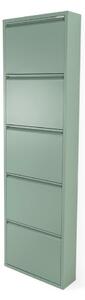 Scarpiera verde polveroso in metallo con ante ribaltabili 50x169x15 cm Billy – Spinder Design