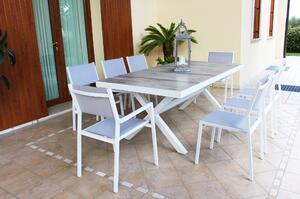 GRES - tavolo da giardino in alluminio e ceramica effetto legno cm 200 x 100 x 75 h