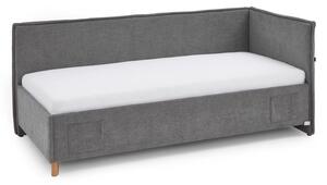 Letto da bambini con sponde grigio imbottito con contenitore con rete inclusa 90x200 cm Fun – Meise Möbel