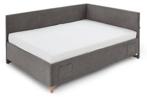 Letto da bambini con sponde color antracite imbottito con contenitore con rete inclusa 140x200 cm Cool – Meise Möbel