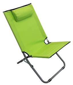 Spiaggina sedia chiudibile in acciaio e textilene verde con cuscino poggiatesta