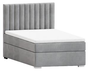 Letto singolo imbottito con contenitore grigio chiaro con materasso e topper inclusi 100x200 cm Bunny – Ropez