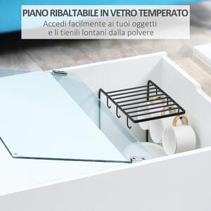 HOMCOM Tavolino da Salotto Moderno con Ripiani e Scomparti Nascosti in Legno e Vetro, 100x55x36cm