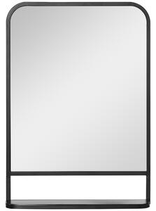 HOMCOM Specchio Rettangolare a Parete 50x10.2x70 cm con Ripiano Inferiore per Camera da Letto e Soggiorno, in Metallo Nero e Vetro