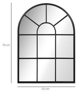 HOMCOM Specchio Moderno a Parete e a forma di Arco 70x50 cm per Camera da Letto e Soggiorno, in Metallo Nero e Vetro