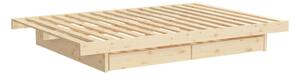 Letto matrimoniale in legno di pino con contenitore e griglia in colore naturale 160x200 cm Kanso - Karup Design