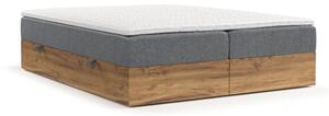 Letto boxspring con contenitore in grigio-naturale 140x200 cm Faro - Maison de Rêve